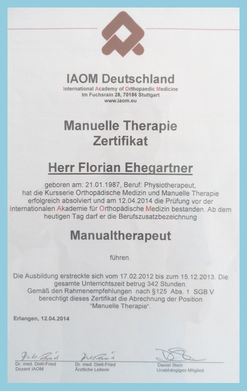 Florian Ehegartner Physiotherapeut In 85072 Eichstatt